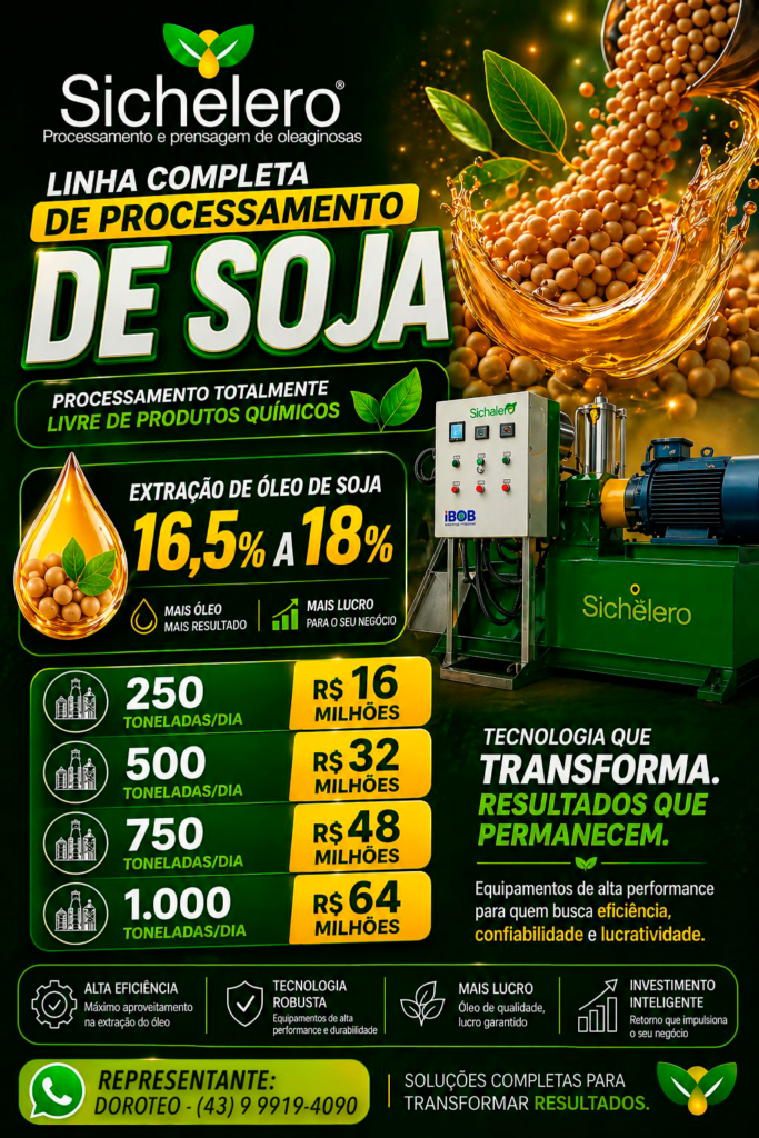 Extrusora de soja de alto rendimento sem utilização de produtos químicos